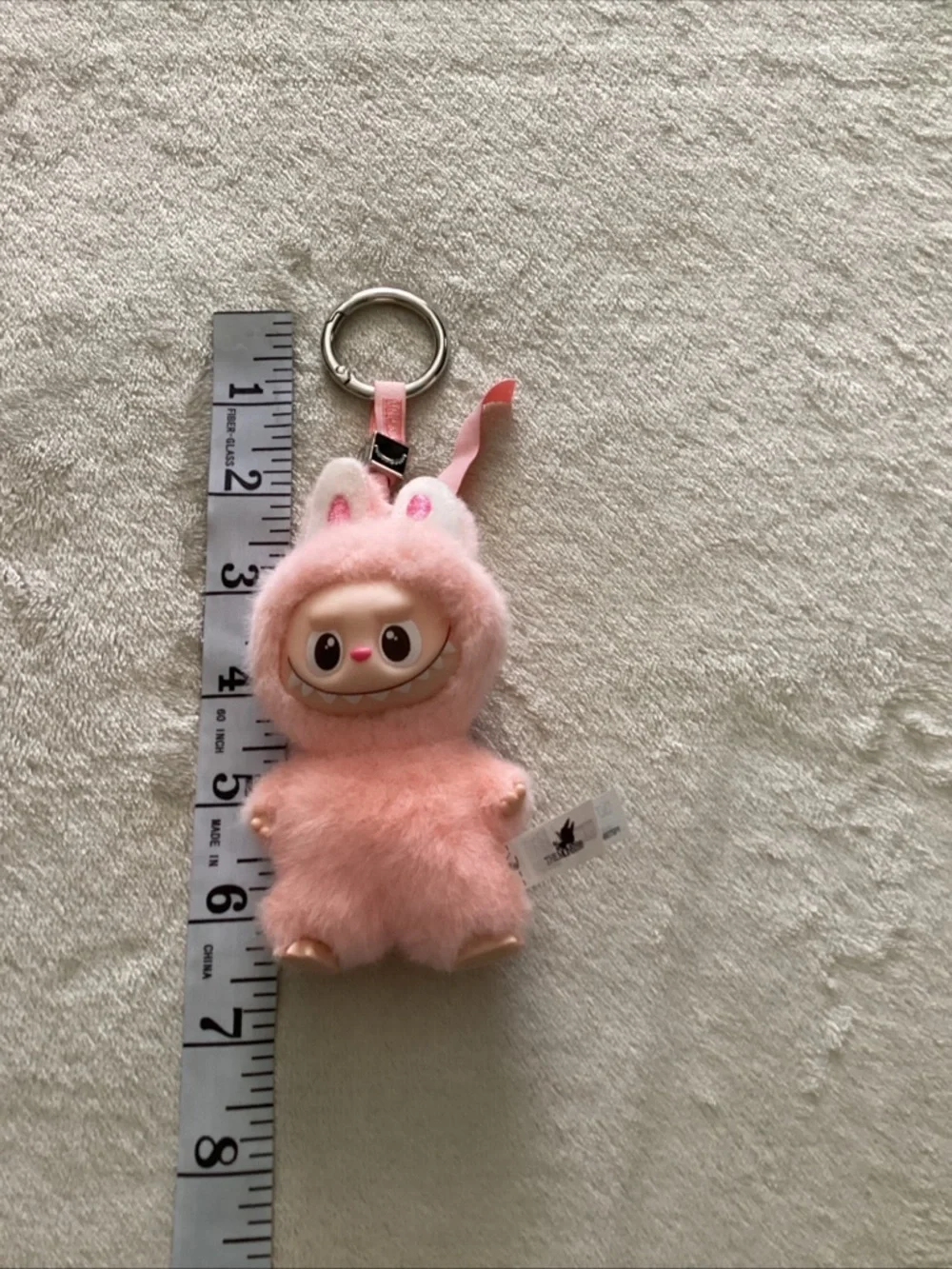 Plush Pink Bunny Keyring Pet Toy Accessory